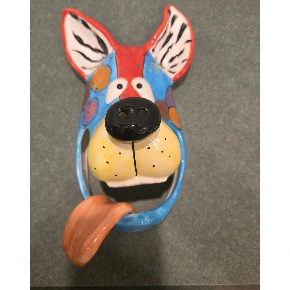Dottie Dracos by Ganz Colorful Ceramic Dog Wall Hook Hanging Art Whimsy 9